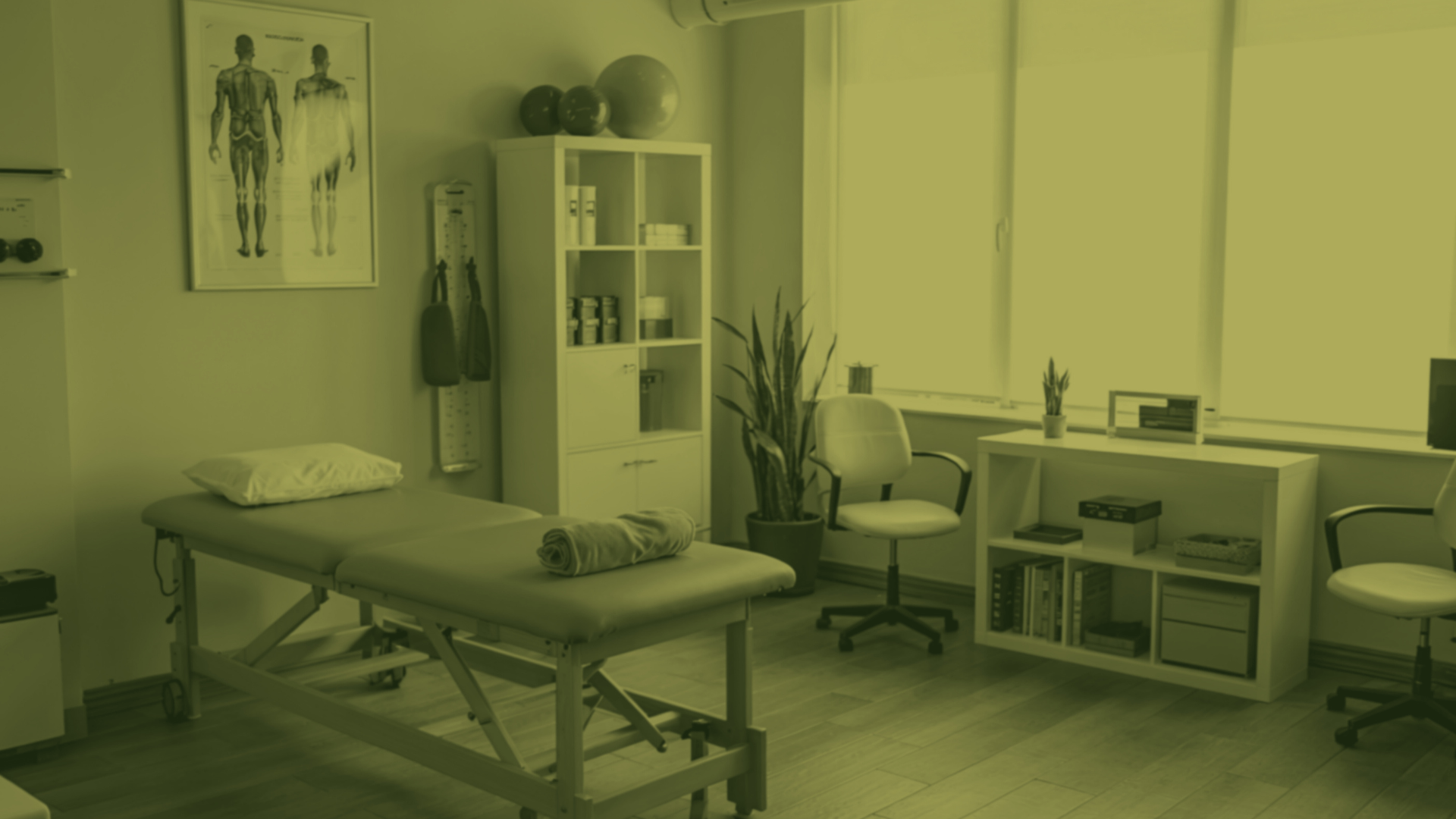 Clínica de fisioterapia moderna con estrategia de marketing digital